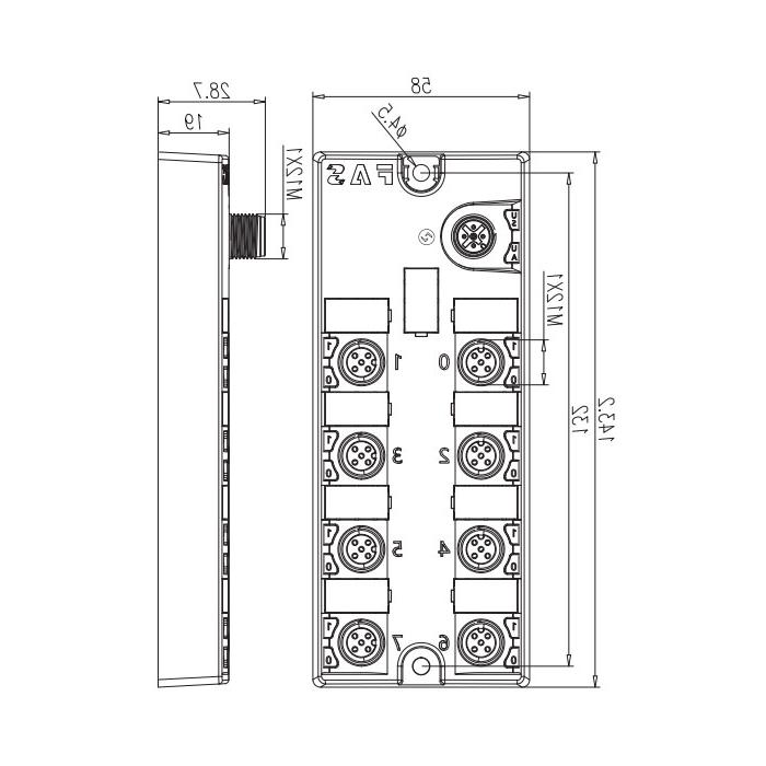 M12 interface, IO-Link Hub, NPN, 16DI/DO configurable module, 00B934